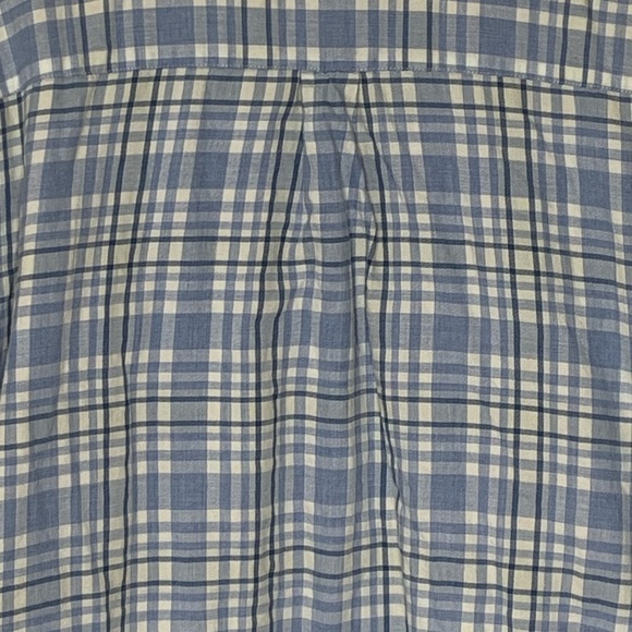 L L Bean Fleece Lined Flannel Shirt Jacket Check Plaid Blue Gray Smock Hem Sz 1X - Picture 14 of 14